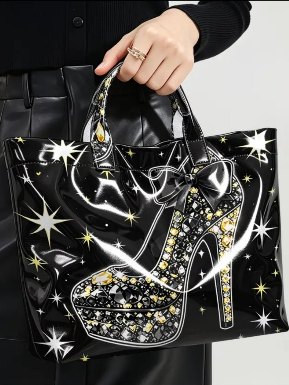 Stylish Fashion High Heel Daily Commute Tote Large PVC Handbag